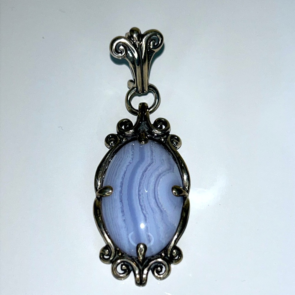 NWT Carolyn Pollack Sterling Silver Genuine Gemstone Necklace Enhancer Pendant